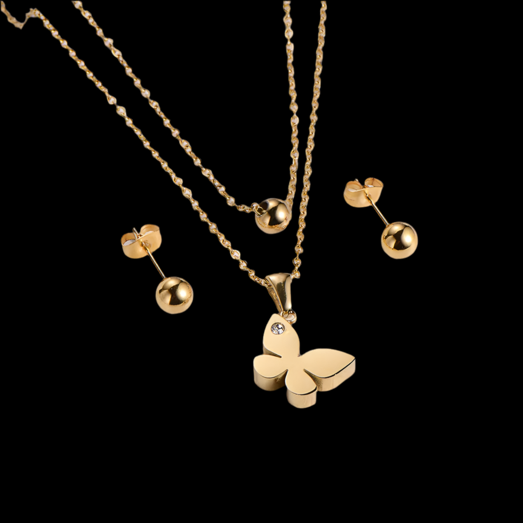 Conjunto de Collar y Pendientes de Diamantes de Imitación.