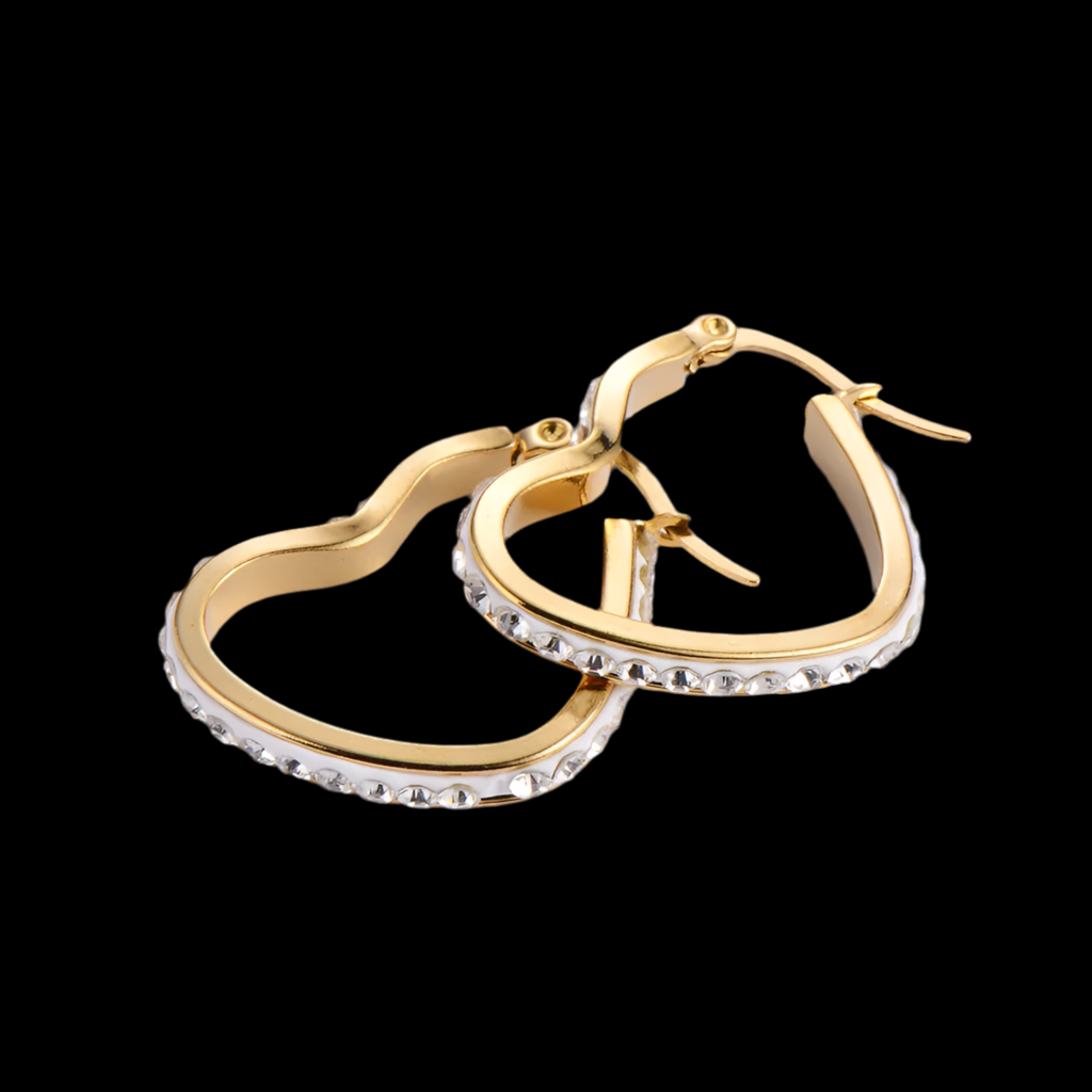 Pendientes Chapados en Oro de 18K en forma de Corazón.