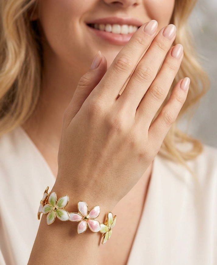 Pulsera de flores de Acero Inoxidable.