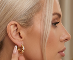 Pendientes de Aro de Acero Inoxidable con circonitas de ojo de caballo.