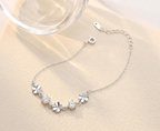 Pulsera de Plata de Ley S925 y Zircón. Trébol de Cuatro Hojas.