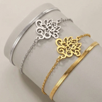 Pulsera de Doble Agujero con Rizos Huecos de Acero Inoxidable.
