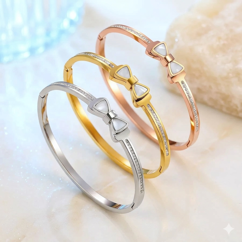 Pulsera con Nudo de Mariposa de Acero de Titanio.