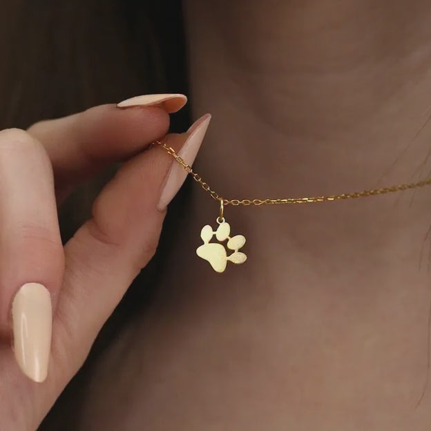 Collar con colgante de huella de perro, de Acero Inoxidable 304 chapado en oro con revestimiento de PVD.
